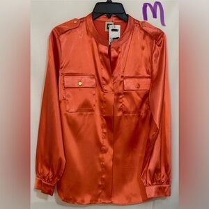 Anne Klein Women's Orange Satin Blouse